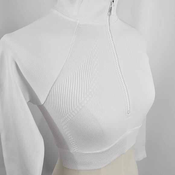 Joja Exhale White Cropped 1/2 Zip Textured Long Sleeve Pullover Size S NWOTF - Picture 7 of 14